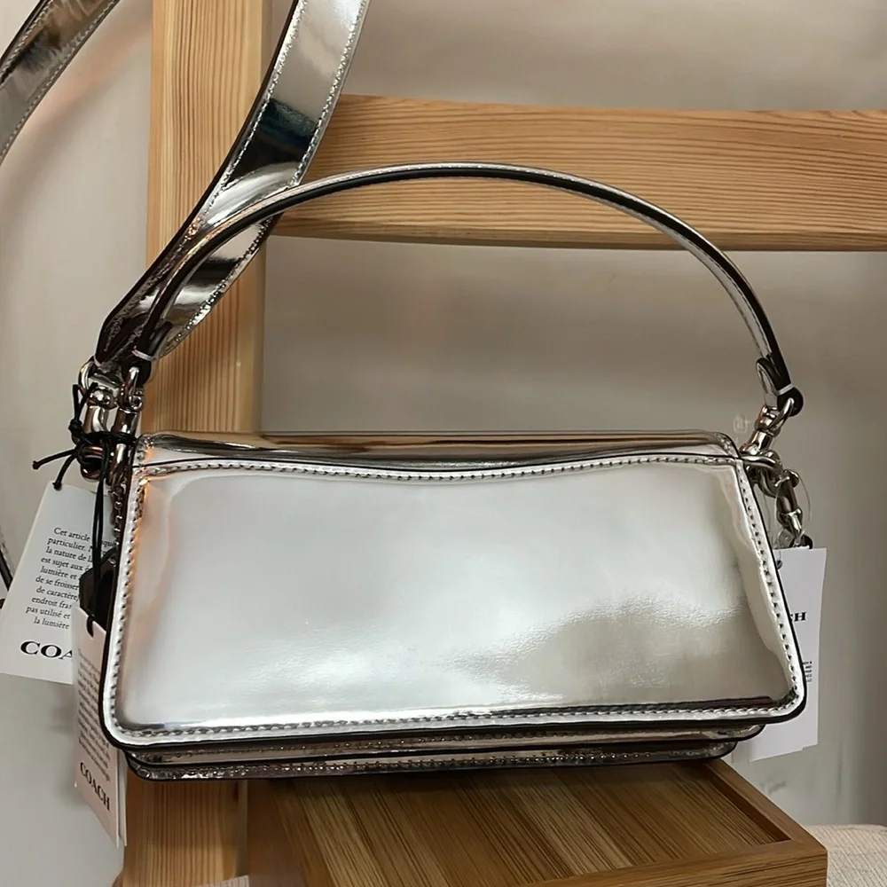 Coach Tabby 20 in Mirror Silver with Five Black Tea Roses NWT - Picture 10 of 17